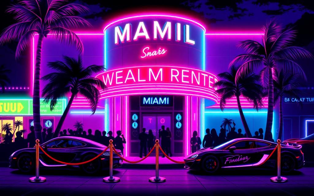 Neon illustration of The 24-Hour Club, Miami