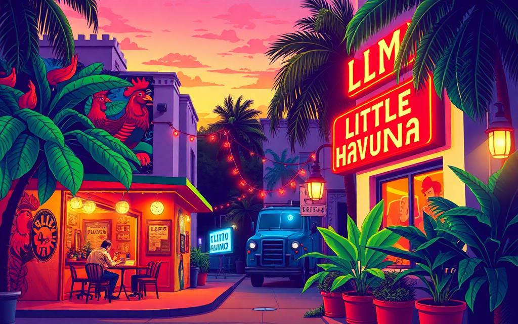 Neon illustration of Little Havana, Miami